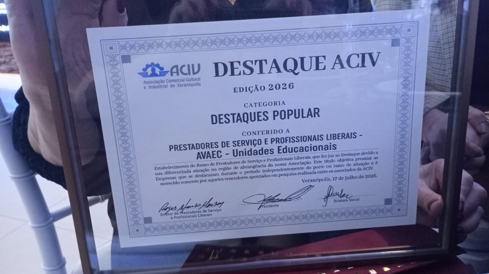 AVAEC é destaque no Prêmio Destaques ACIV 2026!